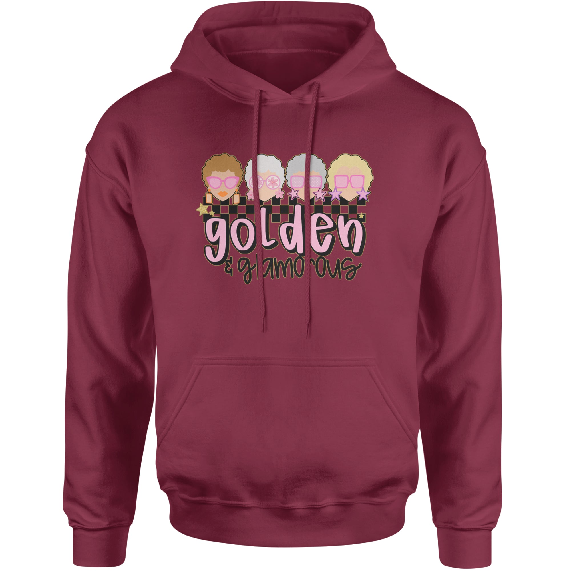 Golden And Glamorous Golden Girls Adult Hoodie Sweatshirt Maroon