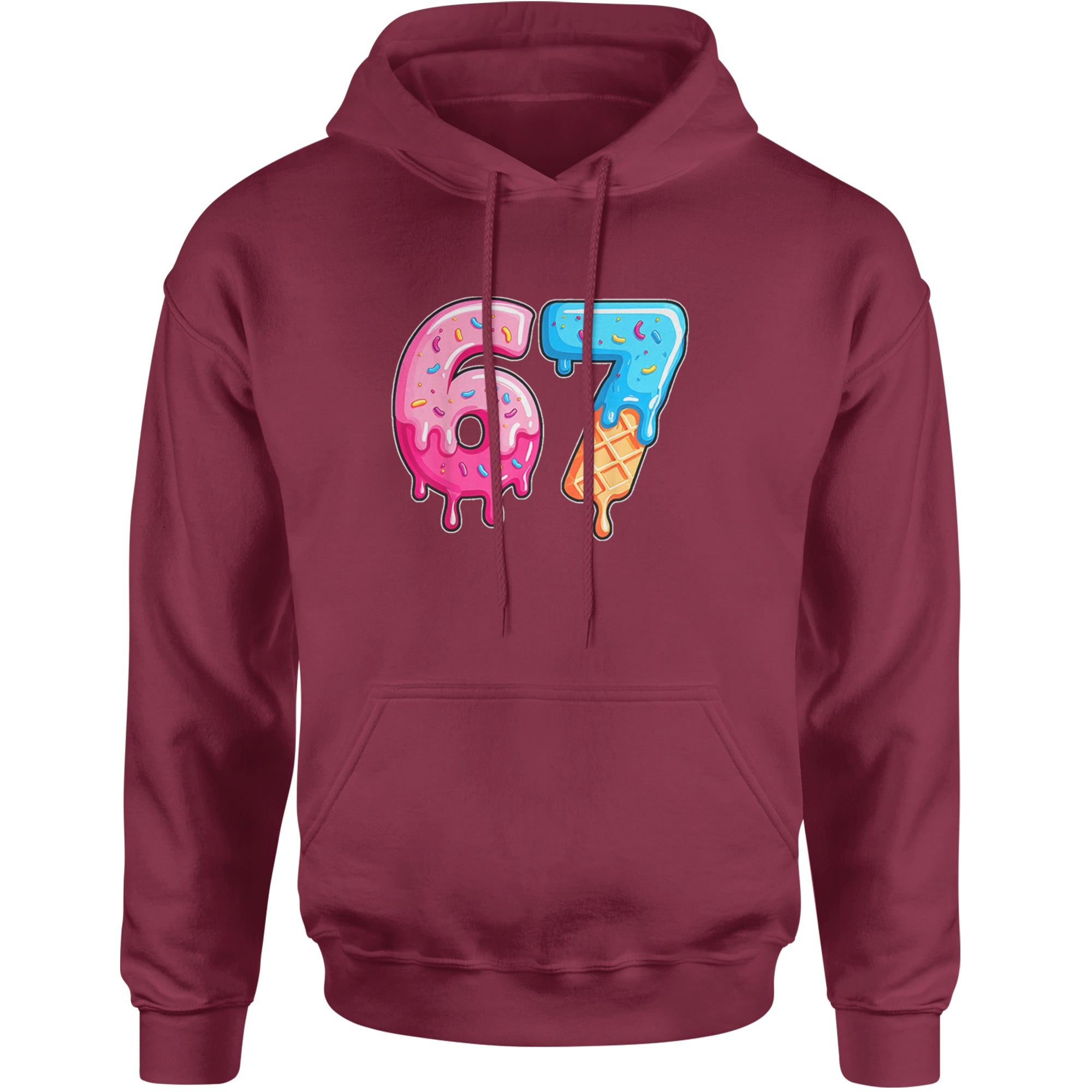 67 Dripping Ice Cream Donut Melt Adult Hoodie Sweatshirt Maroon