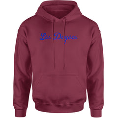 Los Doyers LA Baseball Adult Hoodie Sweatshirt Maroon