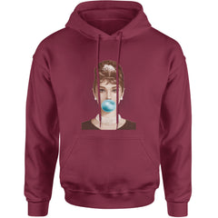 Audrey Hepburn Chewing Bubble Gum American Icon Adult Hoodie Sweatshirt Maroon