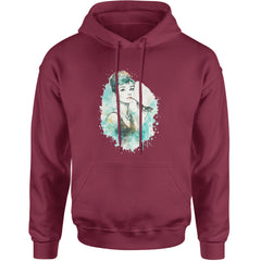 Mrs. Herpburn Iconic Watercolors Adult Hoodie Sweatshirt Maroon