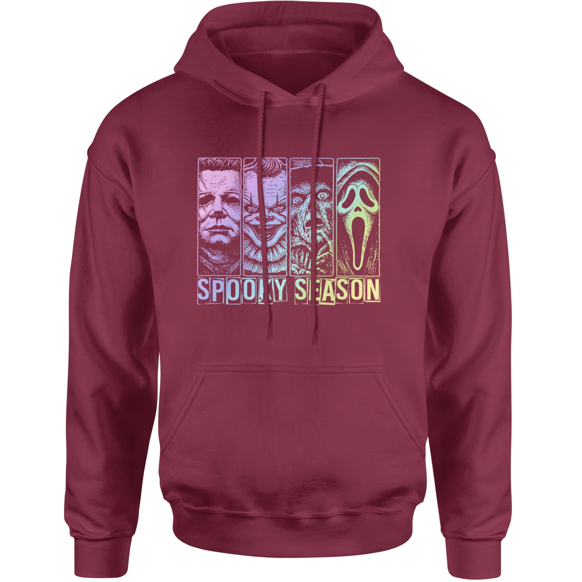 Spooky Season Horror Icons Halloween Adult Hoodie Sweatshirt Maroon