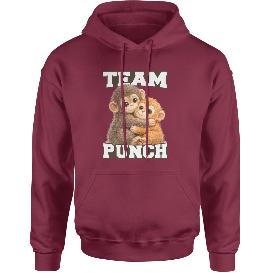 Team Punch Panchi-kun Monkey Adult Hoodie Sweatshirt Maroon