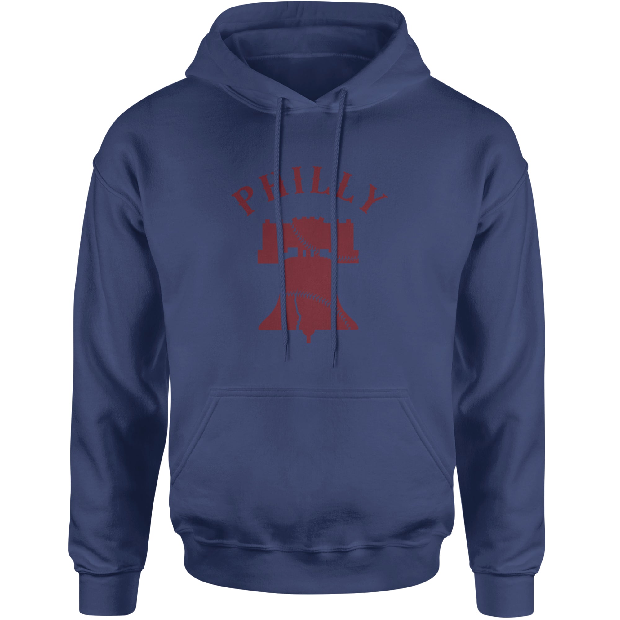 Philly Cracked Liberty Bell Adult Hoodie Sweatshirt Navy Blue