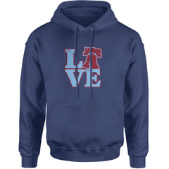 Love Philly Liberty Bell Adult Hoodie Sweatshirt Navy Blue