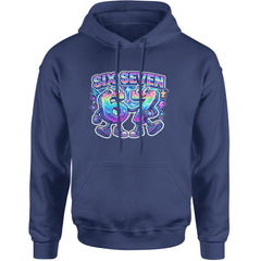 Six Seven 67 Retro Pixel Buddies Adult Hoodie Sweatshirt Navy Blue