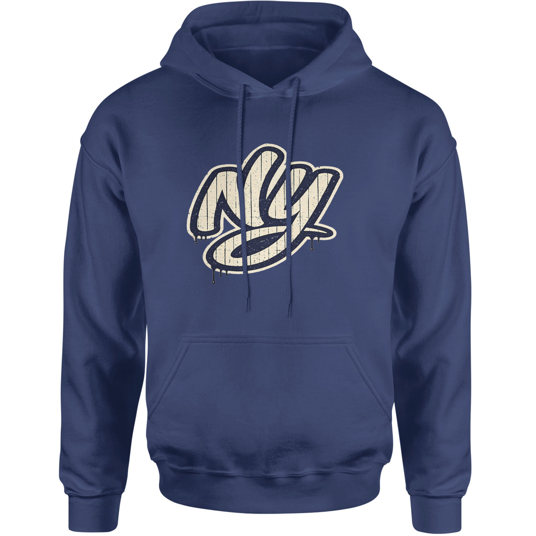 NYC New York City Grunge Street Adult Hoodie Sweatshirt Navy Blue