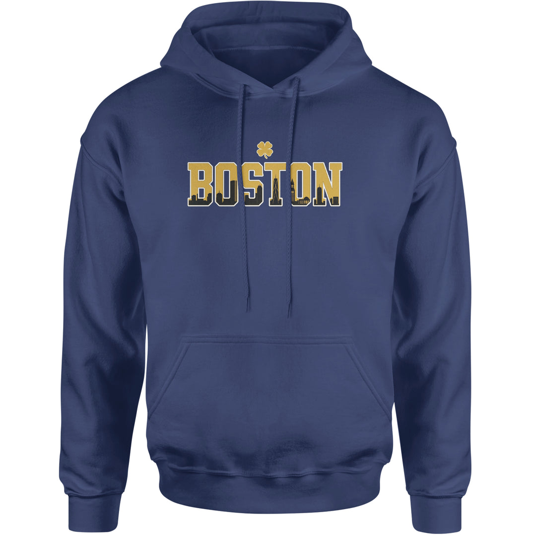 Boston City Pride Irish Adult Hoodie Sweatshirt Navy Blue