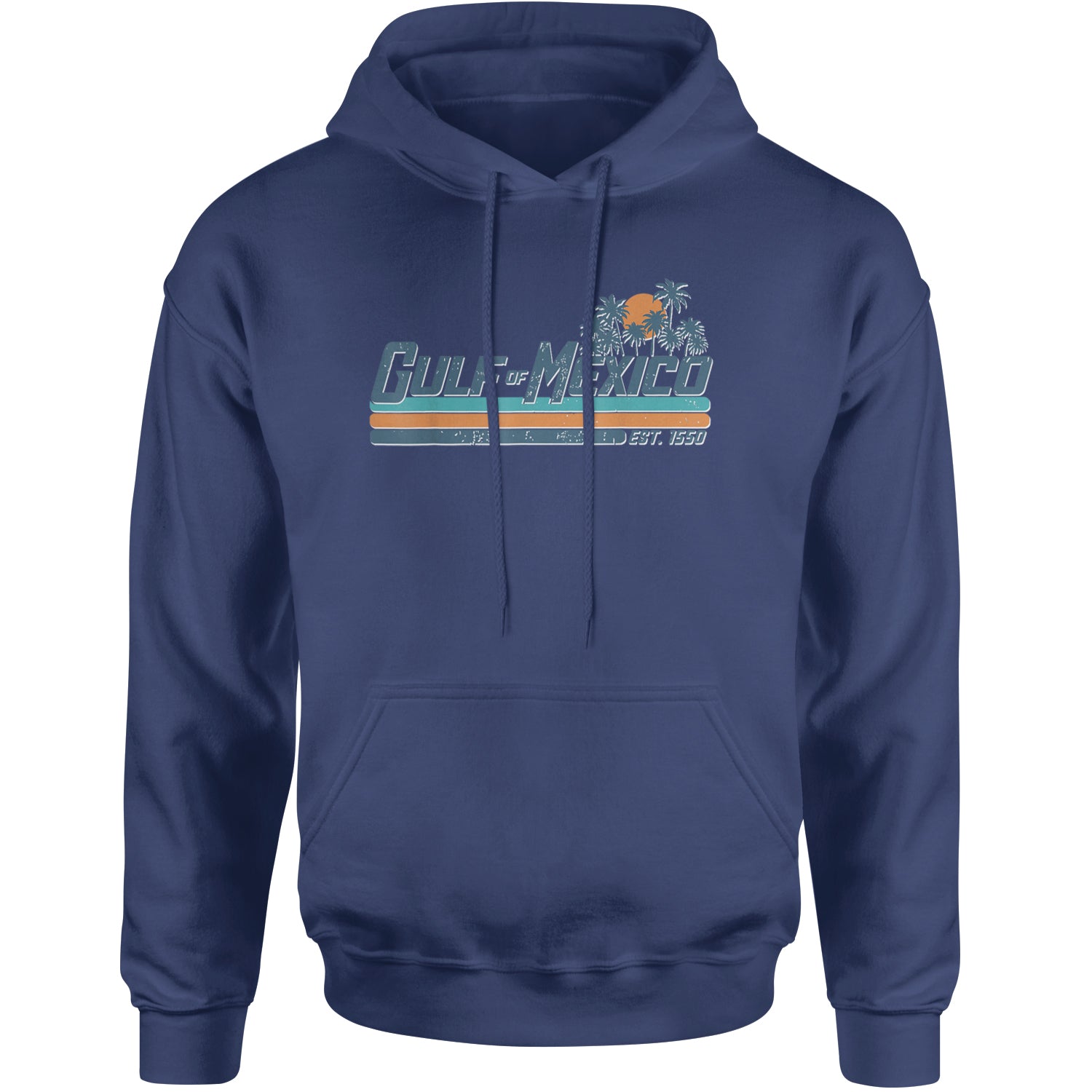 Gulf Of Mexico Established Year 1550 Adult Hoodie Sweatshirt Navy Blue