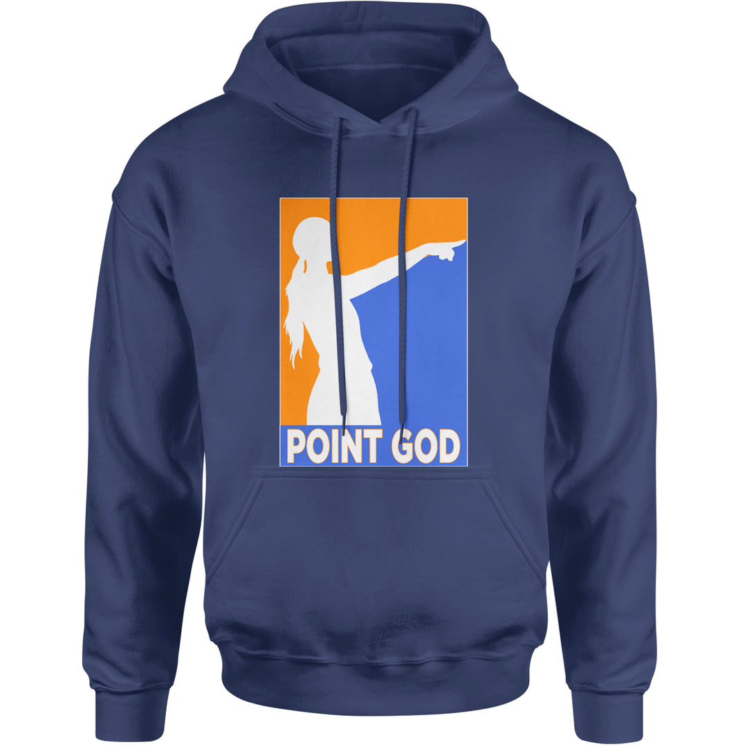 Point God Cunningham Basketball Pointing Meme  Adult Hoodie Sweatshirt Navy Blue