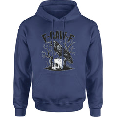 F-Caw-F Crow On Skull F-ck Off Gothic Adult Hoodie Sweatshirt Navy Blue