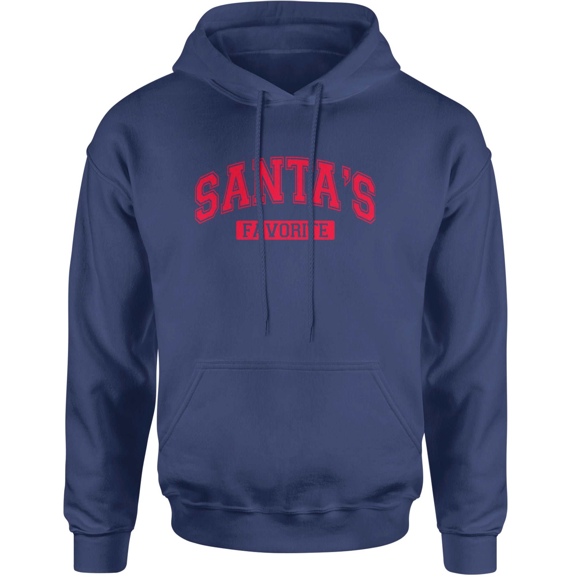 Santa's Favorite Adult Hoodie Sweatshirt Navy Blue
