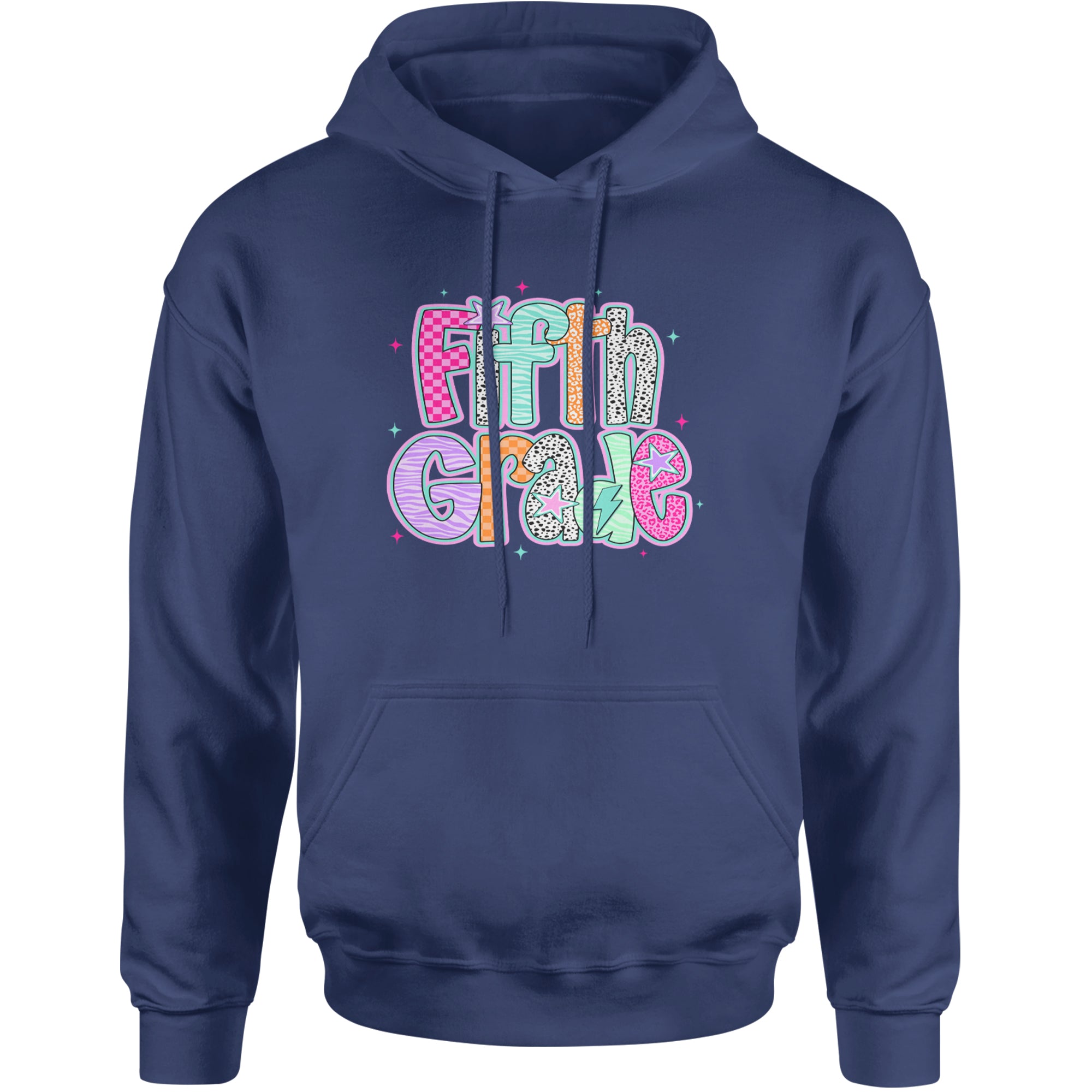 Fifth Grade Fly Colorful Back to School Adult Hoodie Sweatshirt Navy Blue