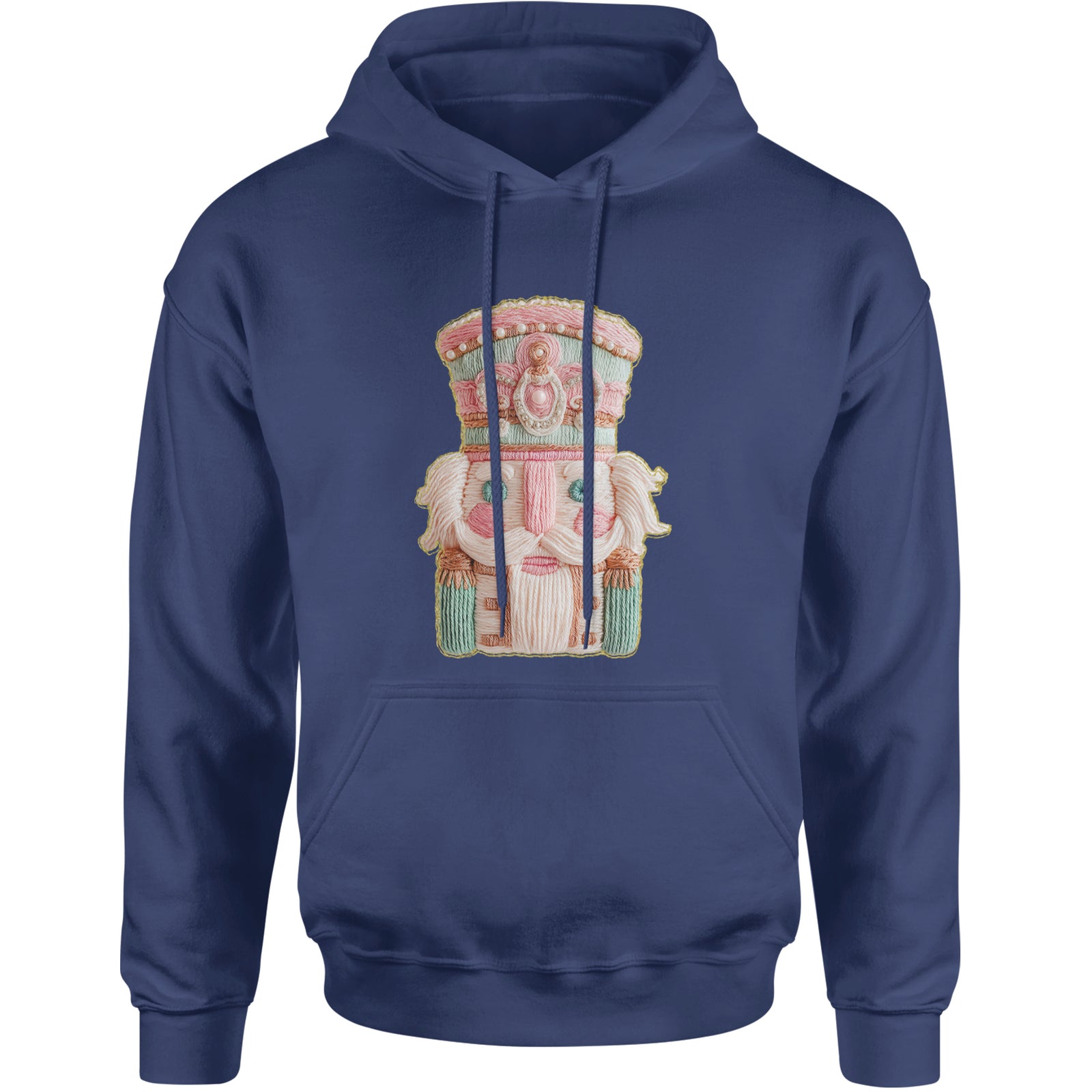 Vintage Nutcracker Embroidery Art Soft Cottagecore Adult Hoodie Sweatshirt Navy Blue