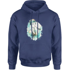 Mrs. Herpburn Iconic Watercolors Adult Hoodie Sweatshirt Navy Blue