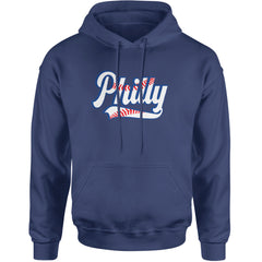 Philly Baseball Stitching Adult Hoodie Sweatshirt Navy Blue