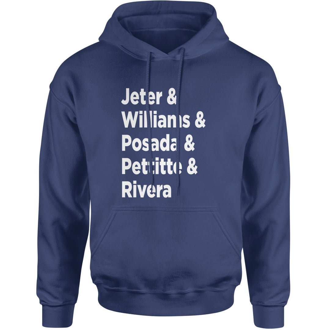 Jeter & Williams & Posada & Pettitte & Rivera Adult Hoodie Sweatshirt Navy Blue