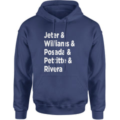 Jeter & Williams & Posada & Pettitte & Rivera Adult Hoodie Sweatshirt Navy Blue