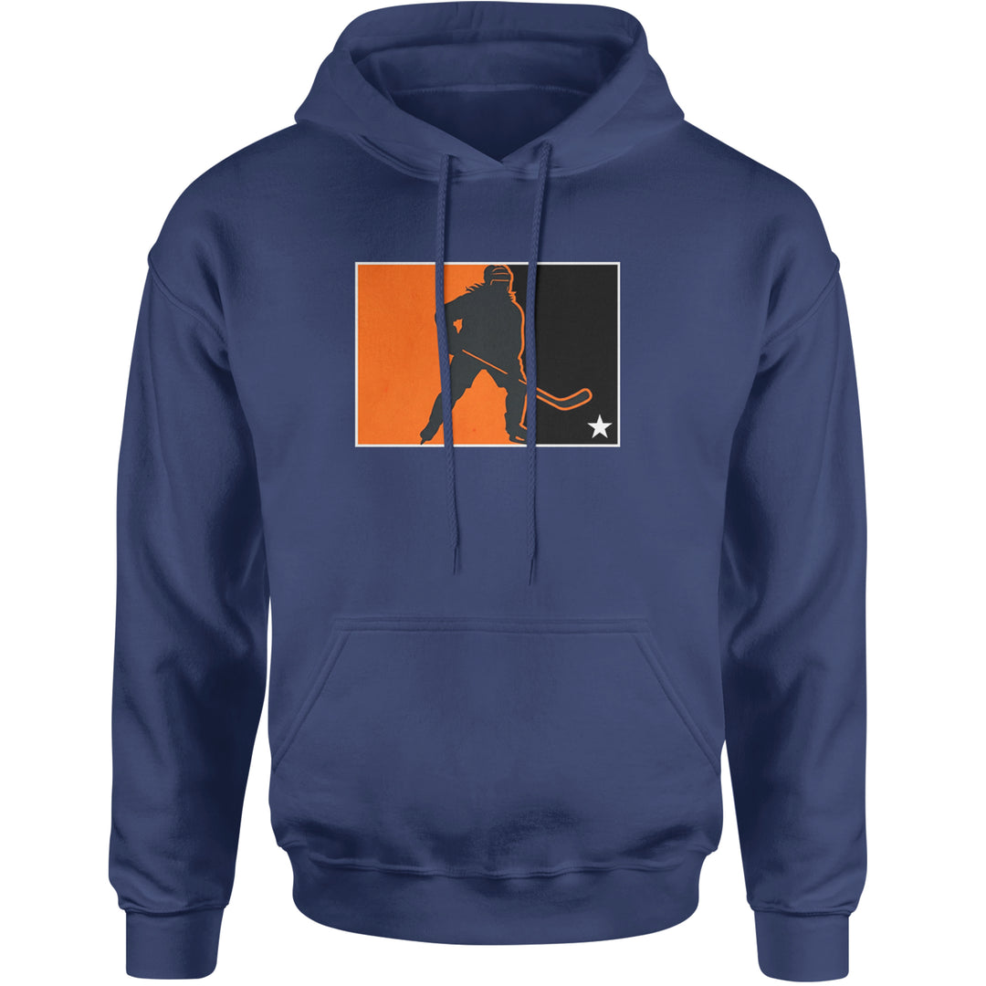 Hockey Enforcer Retro Vintage Adult Hoodie Sweatshirt Navy Blue