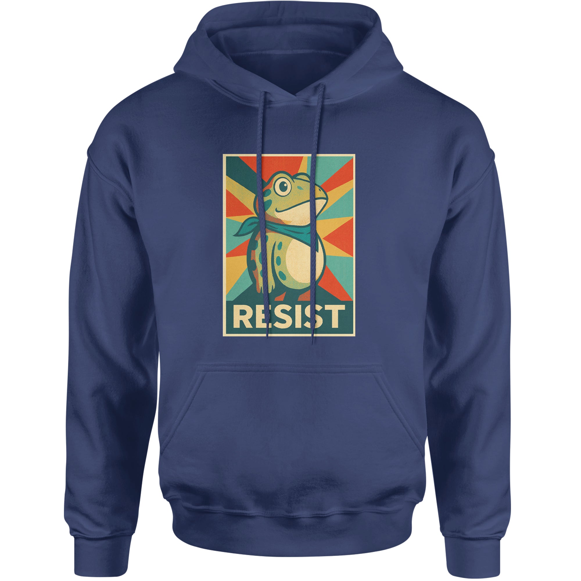 Resist Portland Protest Frog Adult Hoodie Sweatshirt Navy Blue