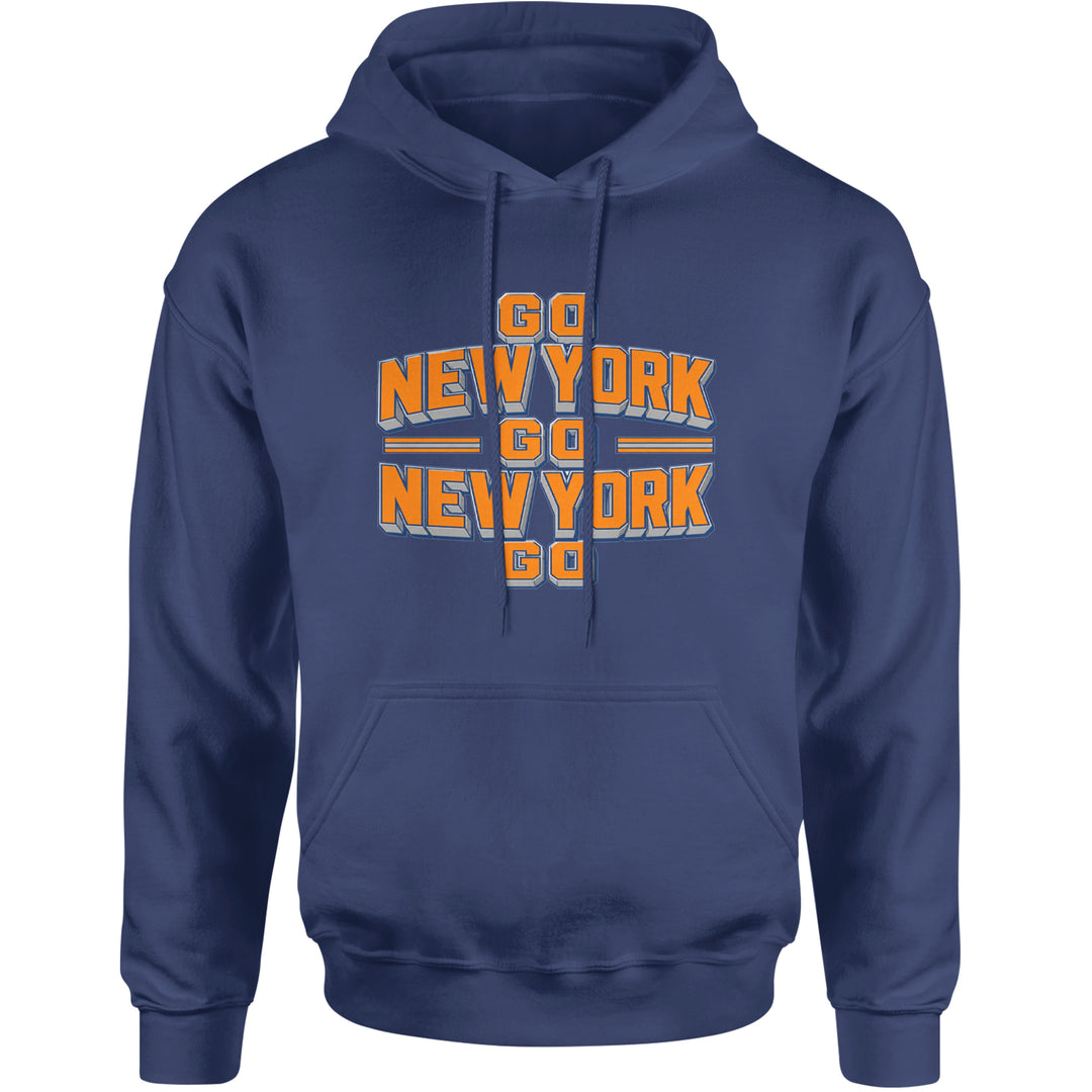Go New York Go Basketball Adult Hoodie Sweatshirt Navy Blue