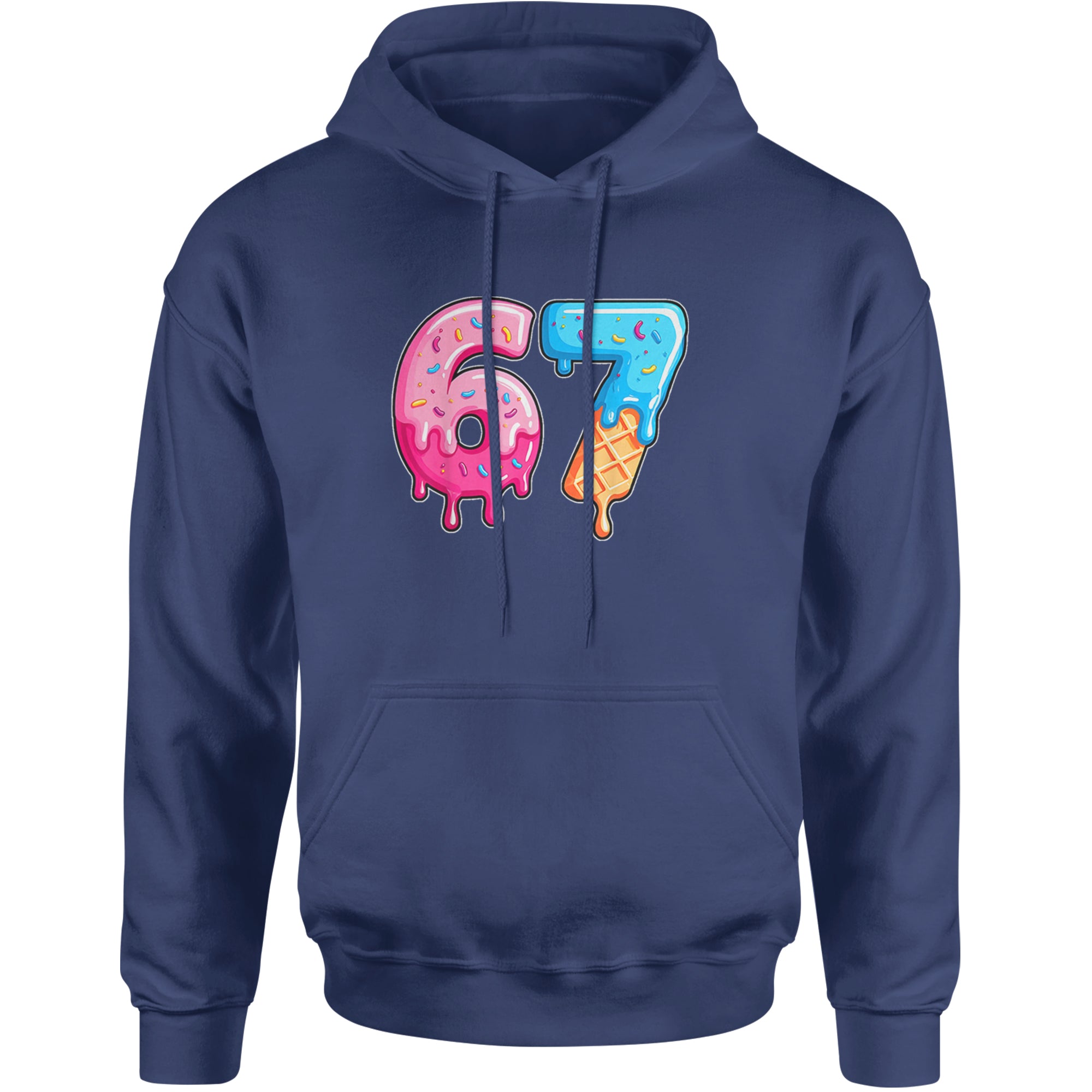67 Dripping Ice Cream Donut Melt Adult Hoodie Sweatshirt Navy Blue