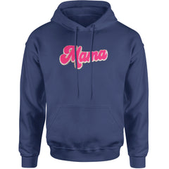Mama Hot Pink Glitter Chenille Patch Adult Hoodie Sweatshirt Navy Blue