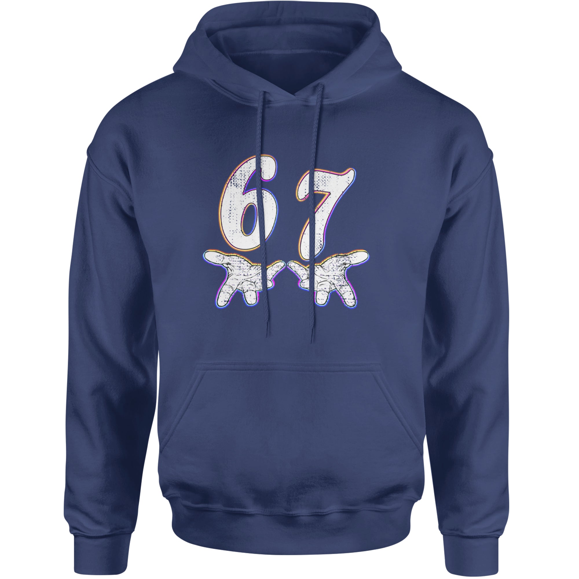 67 Hands Meme Viral Drill Adult Hoodie Sweatshirt Navy Blue