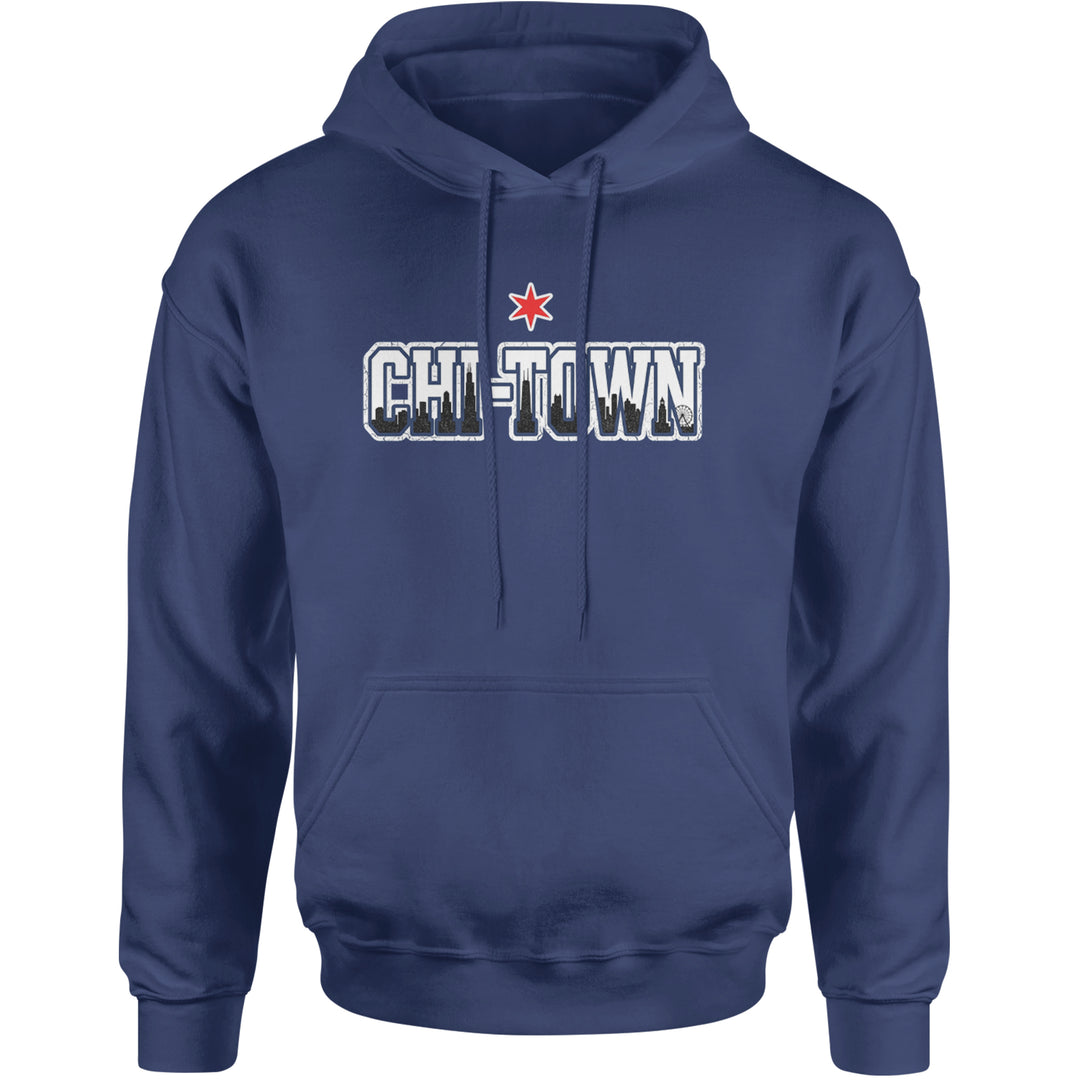 Chicago Chi-Town City Pride Adult Hoodie Sweatshirt Navy Blue