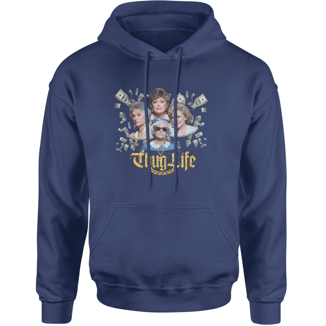 Golden Chain Thug Life Girls Adult Hoodie Sweatshirt Navy Blue