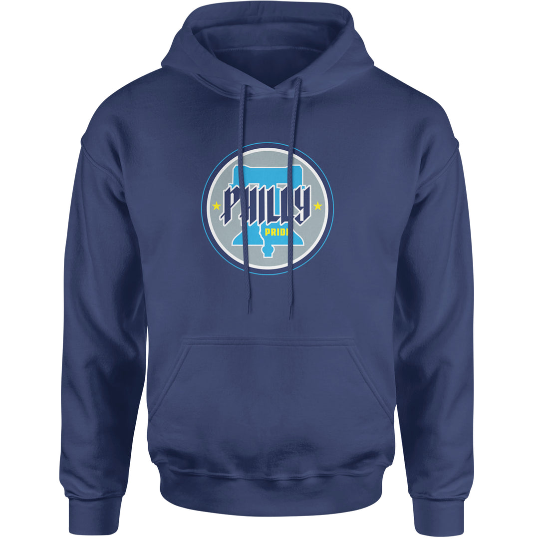 Philly Pride Liberty Bell Adult Hoodie Sweatshirt Navy Blue
