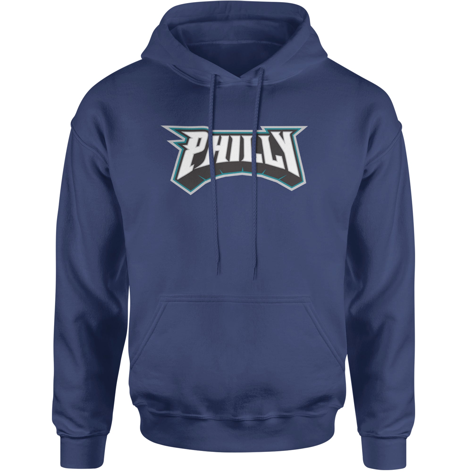 Philly Bold Block Throwback Adult Hoodie Sweatshirt Navy Blue