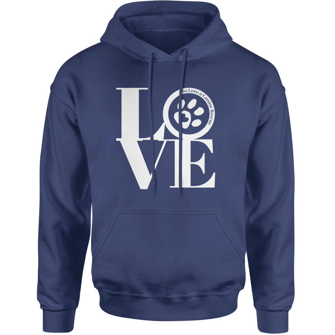TLC LOVE Dog Rescue Adult Hoodie Sweatshirt Navy Blue