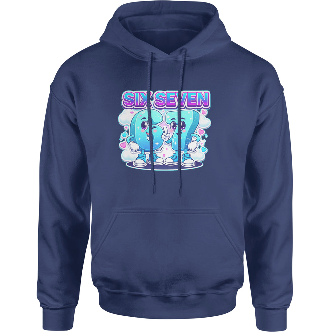 67 Six Seven Meme Kawaii Cloud Adult Hoodie Sweatshirt Navy Blue