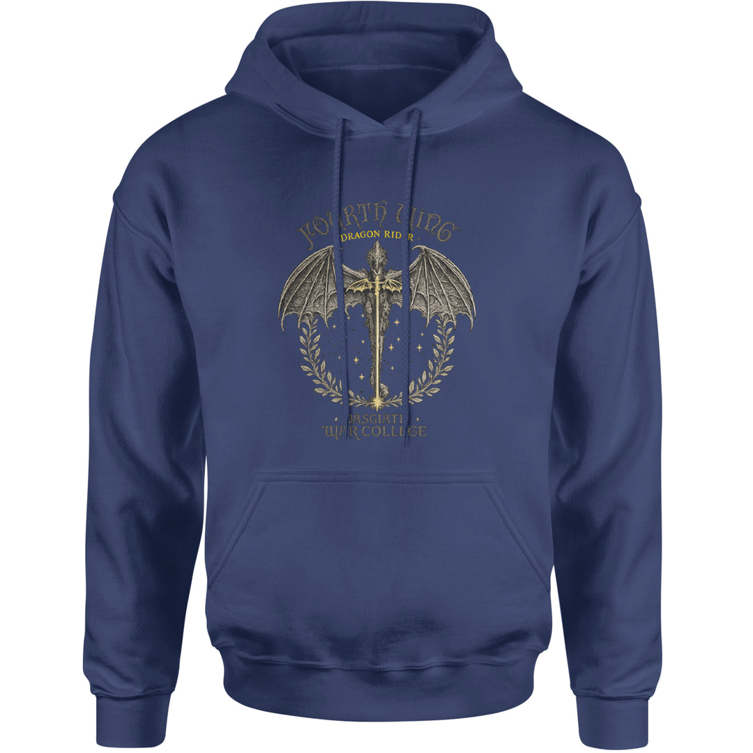 Fourth Wing Dragon Rider Vintage Basgiath War College Adult Hoodie Sweatshirt Navy Blue