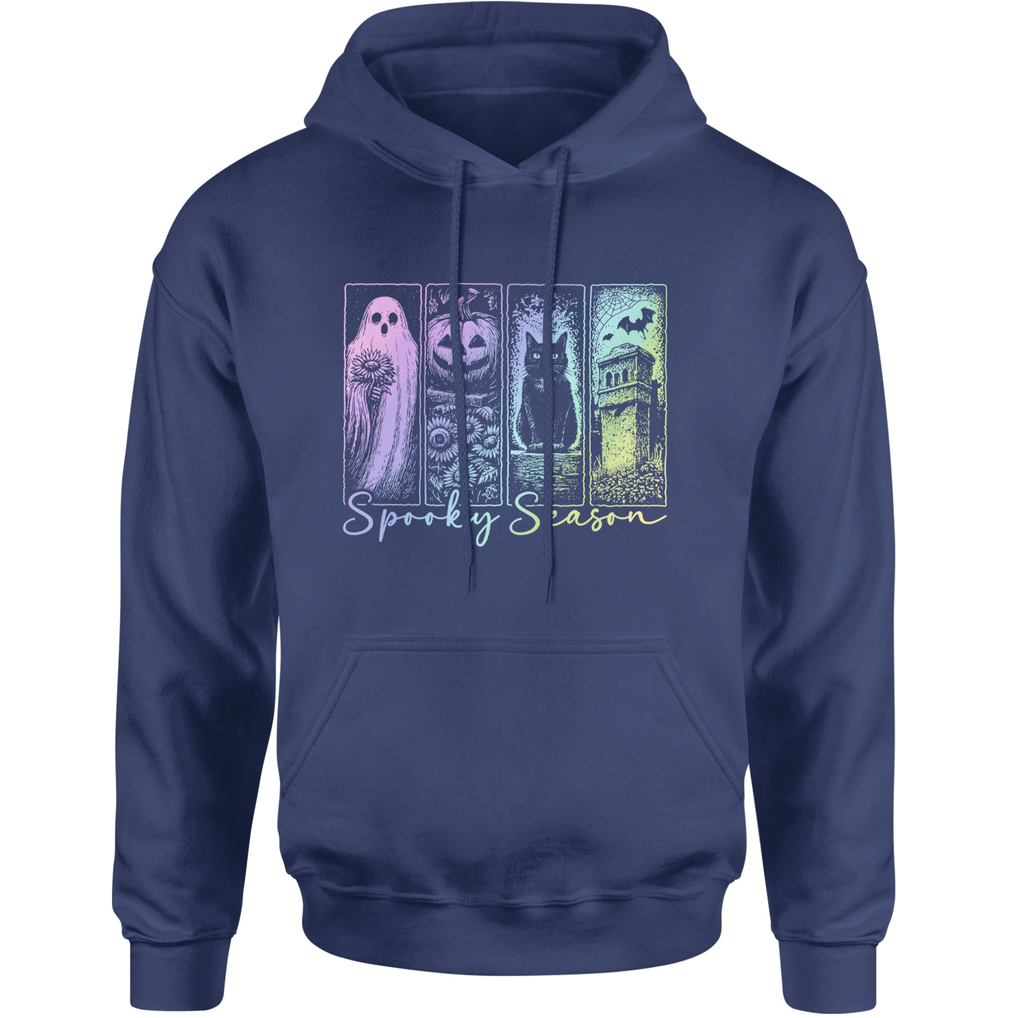 Spooky Season Cute Pastel Halloween Design Adult Hoodie Sweatshirt Navy Blue