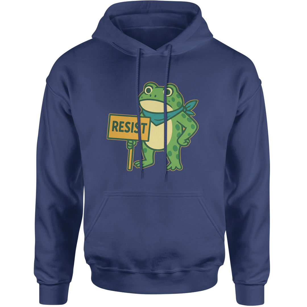 Sign Resist Meme Frog Protest Adult Hoodie Sweatshirt Navy Blue