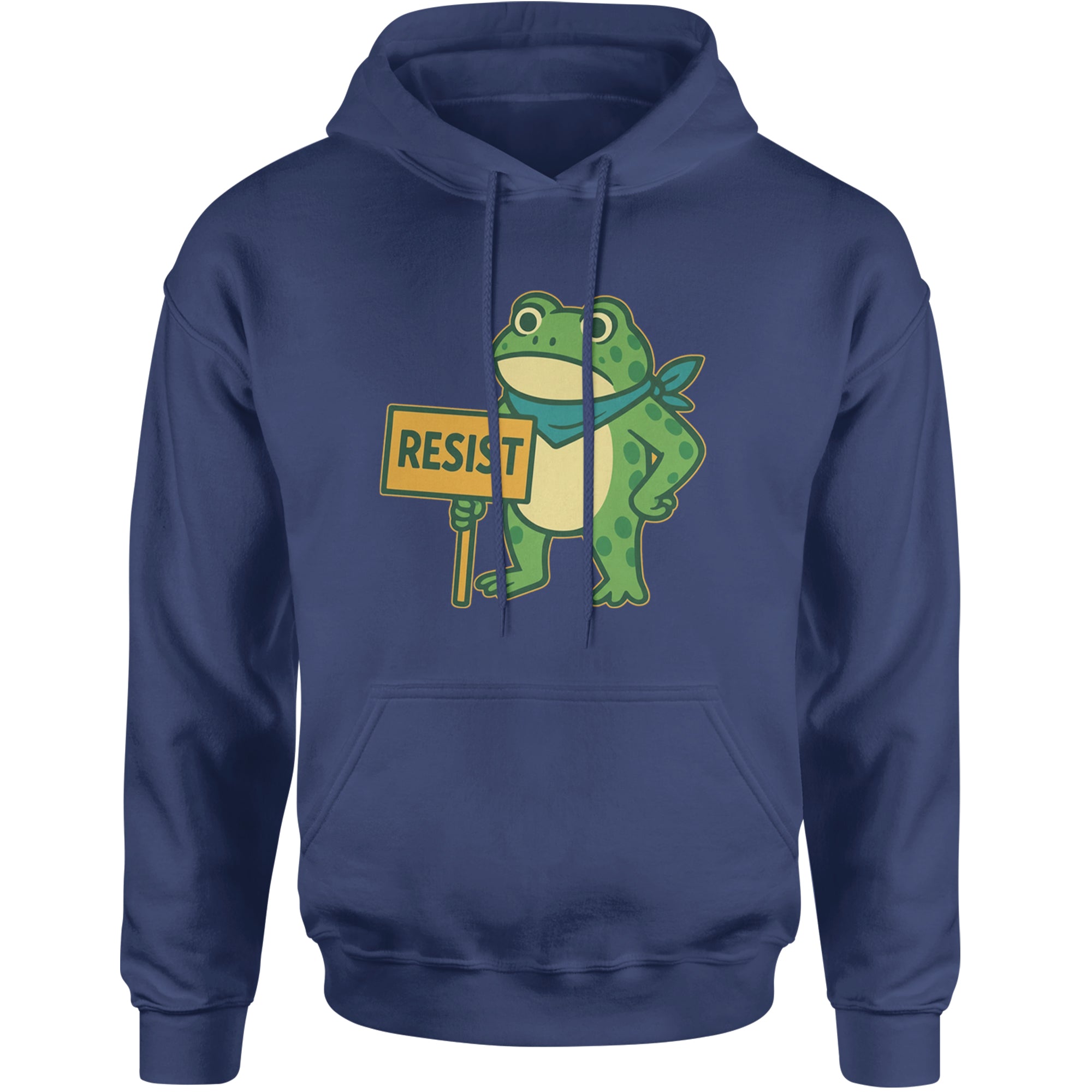 Sign Resist Meme Frog Protest Adult Hoodie Sweatshirt Navy Blue