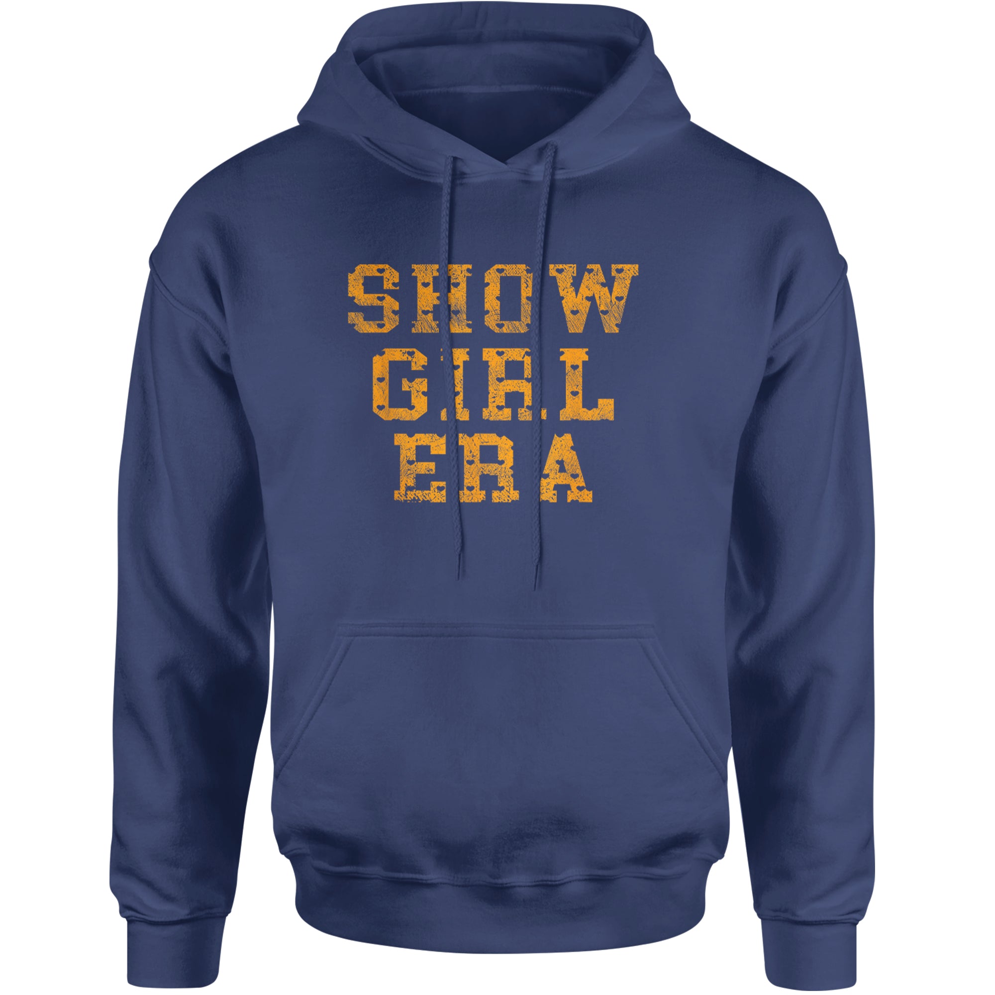Vintage Showgirl Era Heart Adult Hoodie Sweatshirt Navy Blue