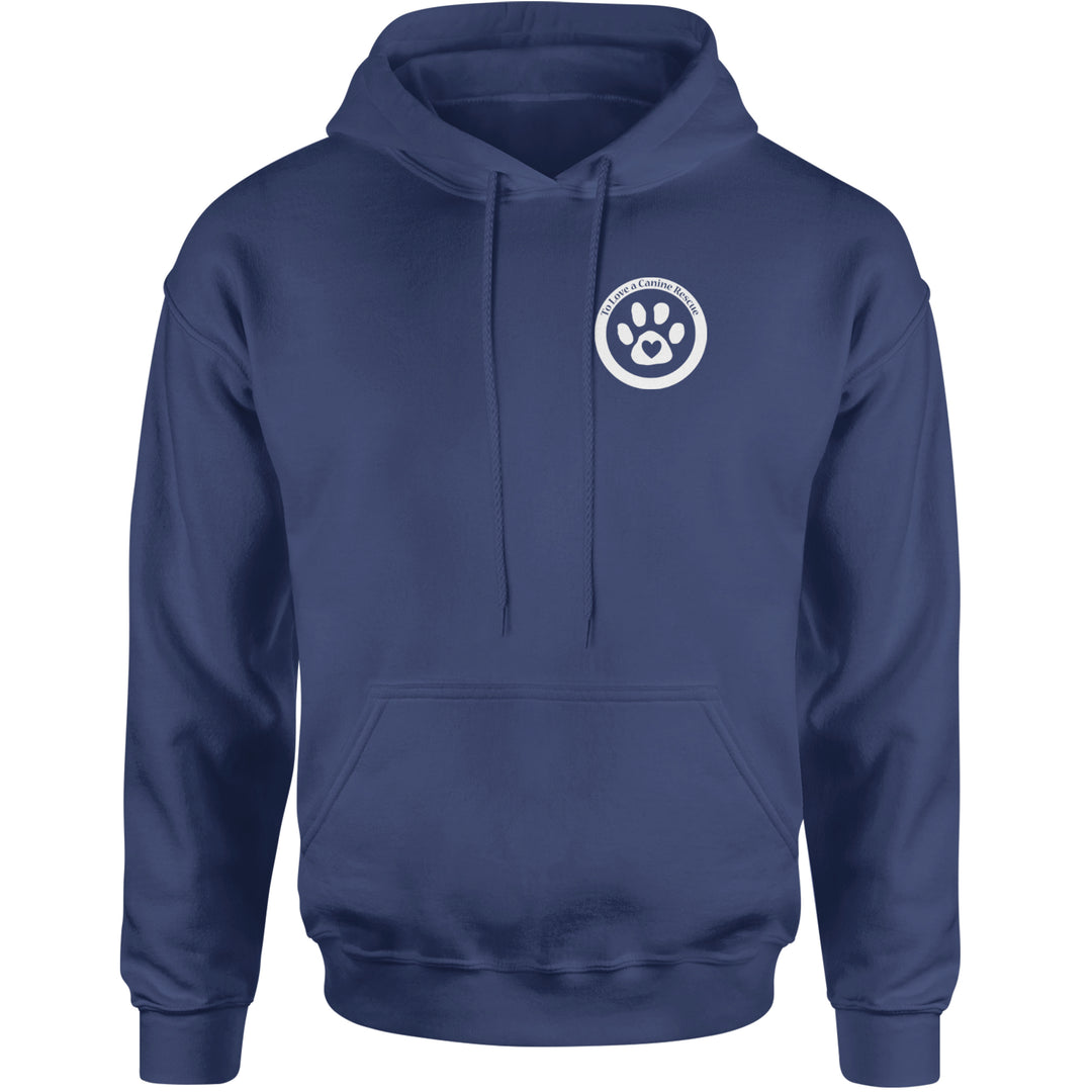 TLC To Love a Canine Dog Rescue White Adult Hoodie Sweatshirt Navy Blue