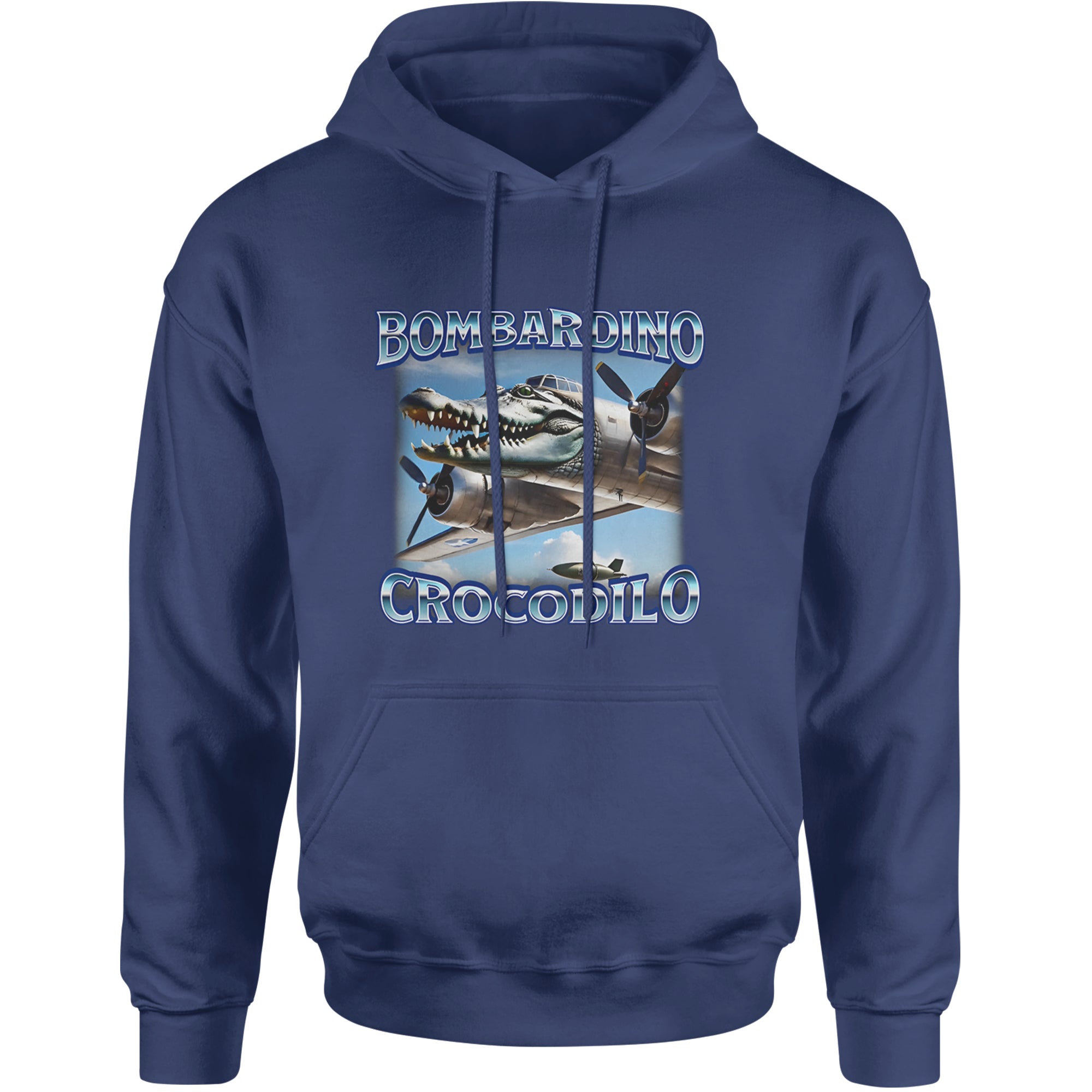 Bombardino Crocodilo Brainrot Adult Hoodie Sweatshirt Navy Blue