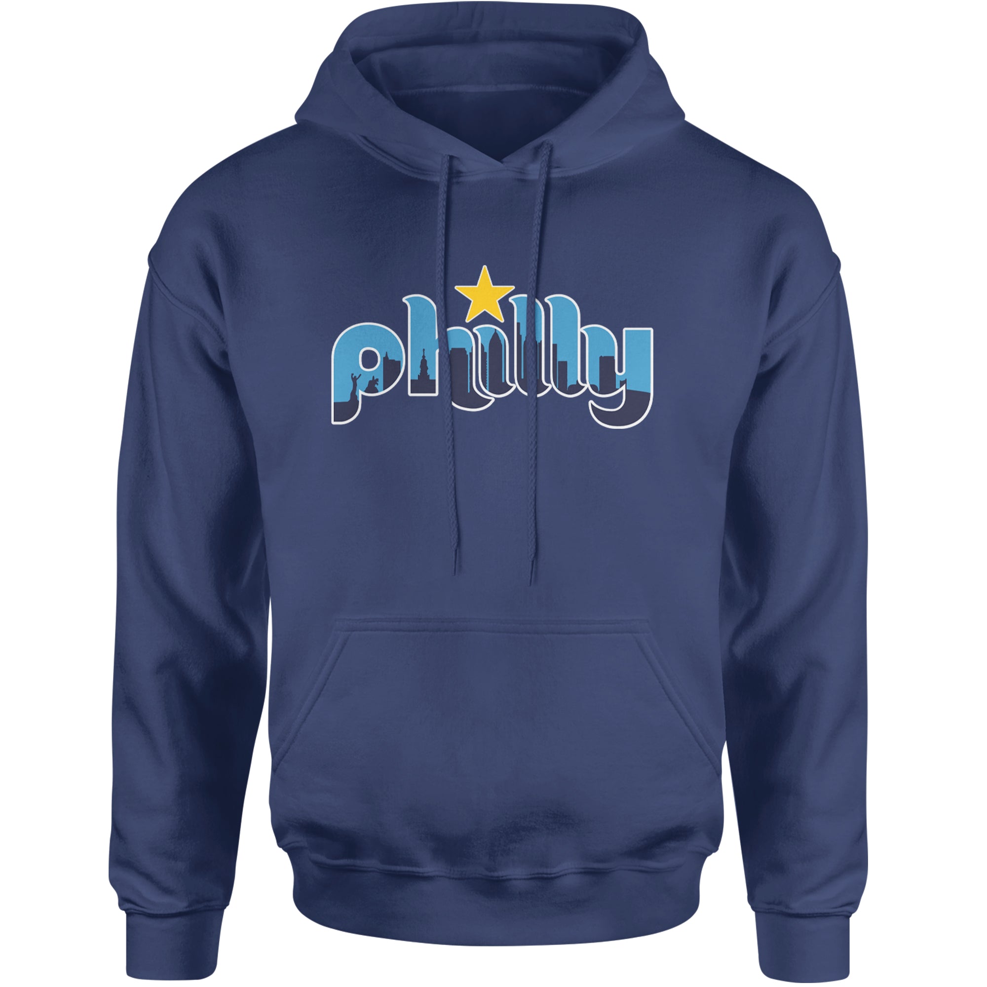 Skyline Philly Philadelphia Adult Hoodie Sweatshirt Navy Blue