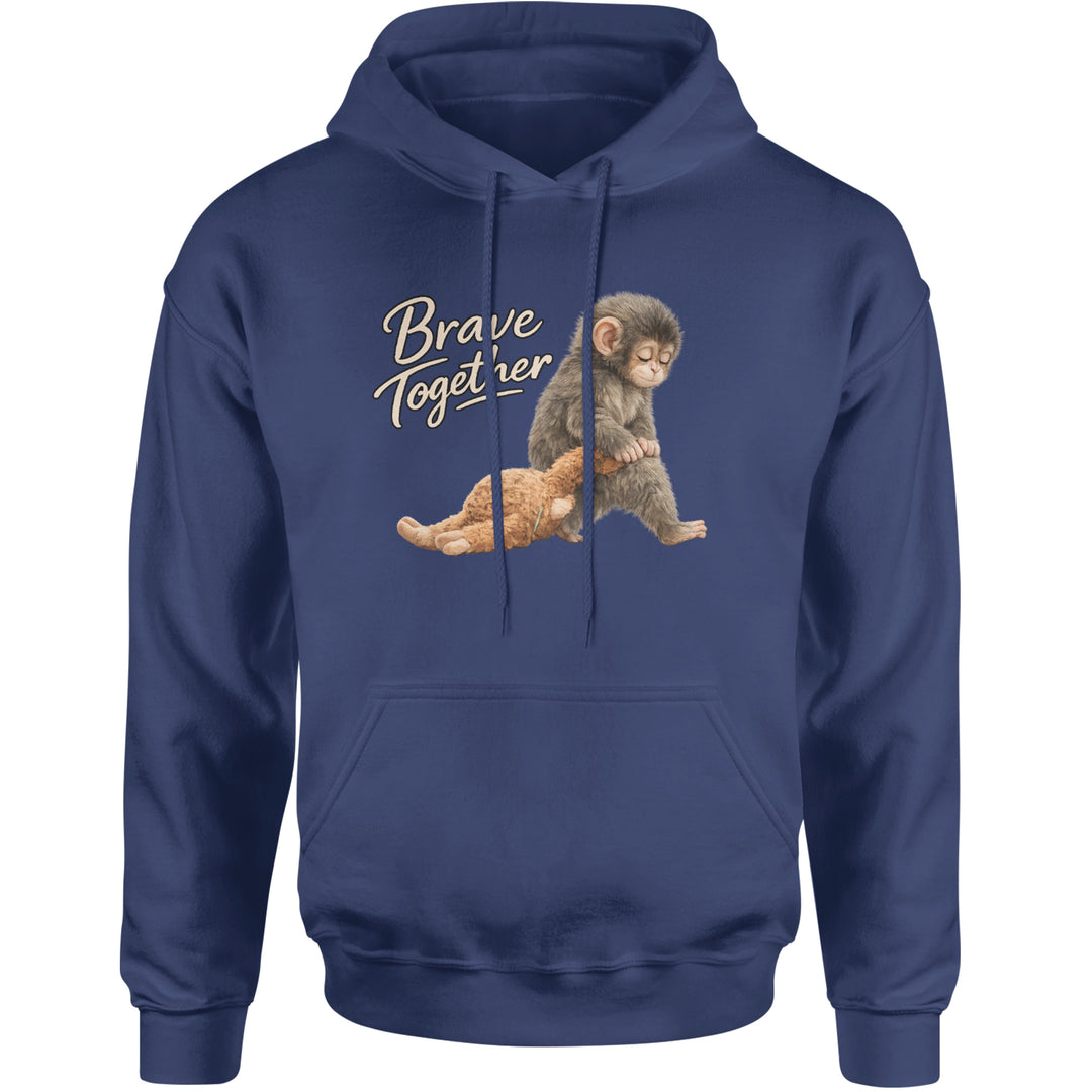 Punch Brave Together Stuffed Animal Adult Hoodie Sweatshirt Navy Blue