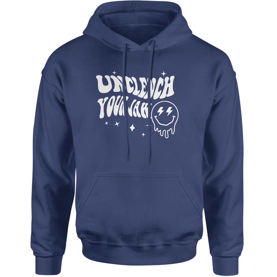 Unclench Your Jaw Festival Rave EDM Adult Hoodie Sweatshirt Navy Blue