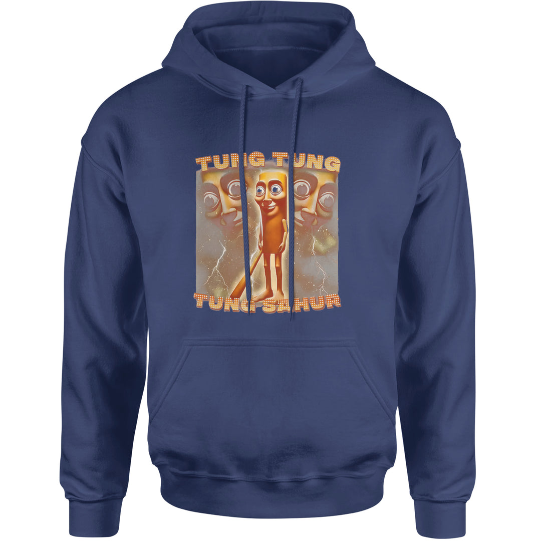 Tung Tung Tung Sahur Enforcer Adult Hoodie Sweatshirt Navy Blue