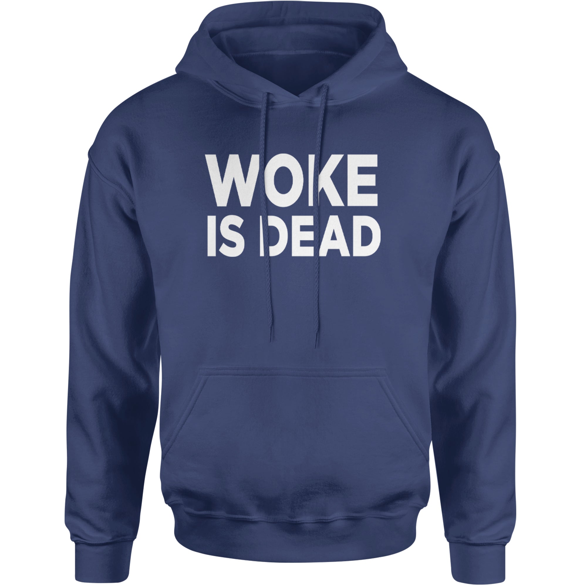 Woke Is Dead Satire Adult Hoodie Sweatshirt Navy Blue