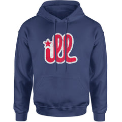 Unisex Heavyweight Fleece Pullover Hoodie with vintage distressed "ill" lettering and a star for Philadelphia pride