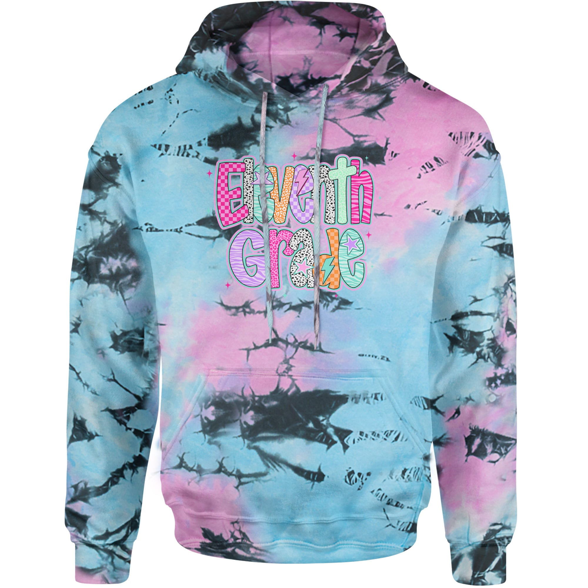 Eleventh Grade Extra Colorful Back to School Adult Hoodie Sweatshirt Pacific