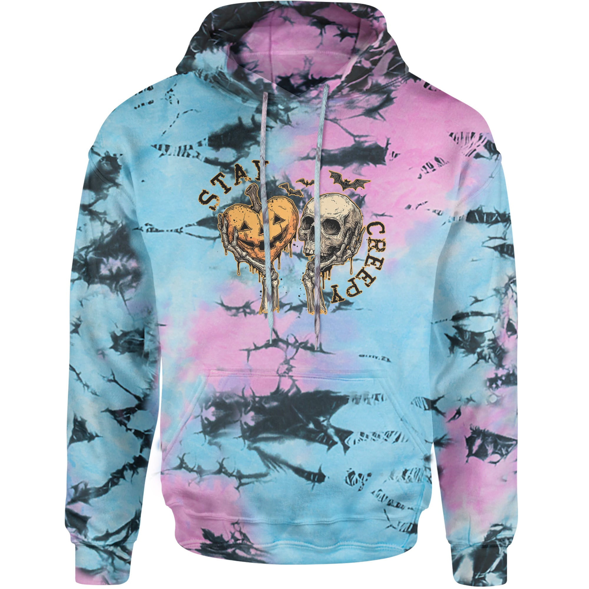 Stay Creepy Skull and Pumpkin Halloween Adult Hoodie Sweatshirt Pacific