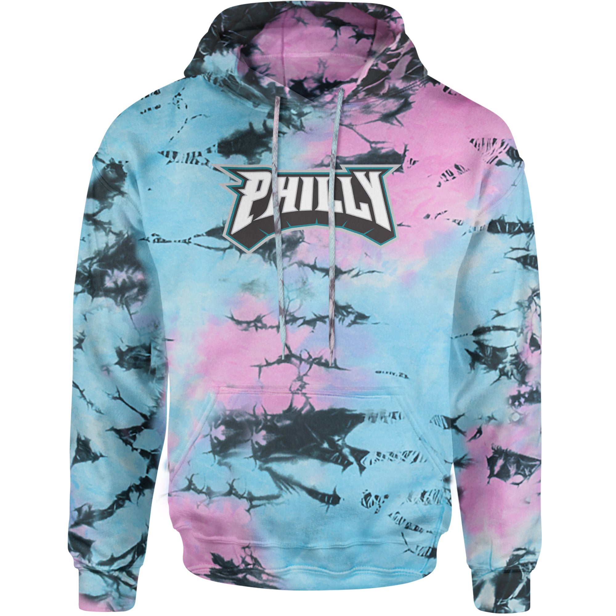 Philly Bold Block Throwback Adult Hoodie Sweatshirt Pacific